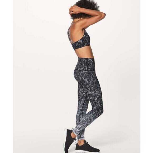 LULULEMON Wunder Under Hi-Rise Tight 28" Size 4 Alouette 50g Alpine White Black - Picture 3 of 8